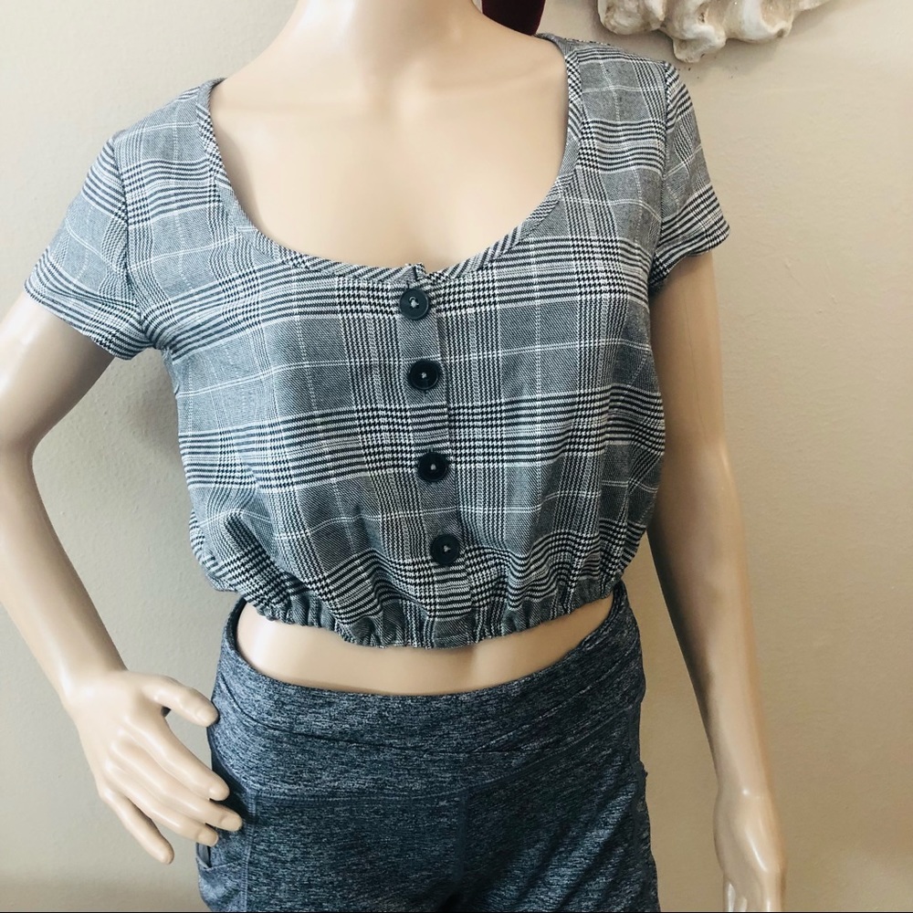 Lottie Moss x PacSun Plaid Cropped Button-Front Top - Size S